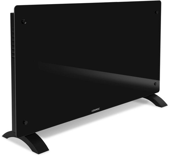 VONROC Chauffage électrique de luxe - Convecteur avec panneau en verre - 1250W/2500W- Chauffe les pièces jusqu'à 30m2 - Contrôlé par l'application (via Wifi) et manuellement - Thermostat et minuterie réglables - Noir