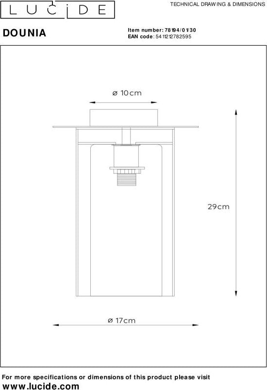 Plafonnier Lucide DOUNIA - Ø 17 cm - E27 - Noir