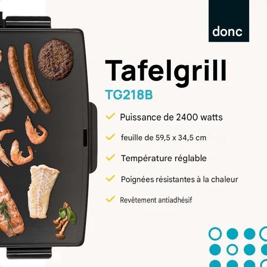 MOA Table grill - Gril - Plaque de cuisson - Teppanyaki - Electrique - 68 x 36 cm - Thermostat réglable - Revêtement antiadhésif - TG218B - Noir