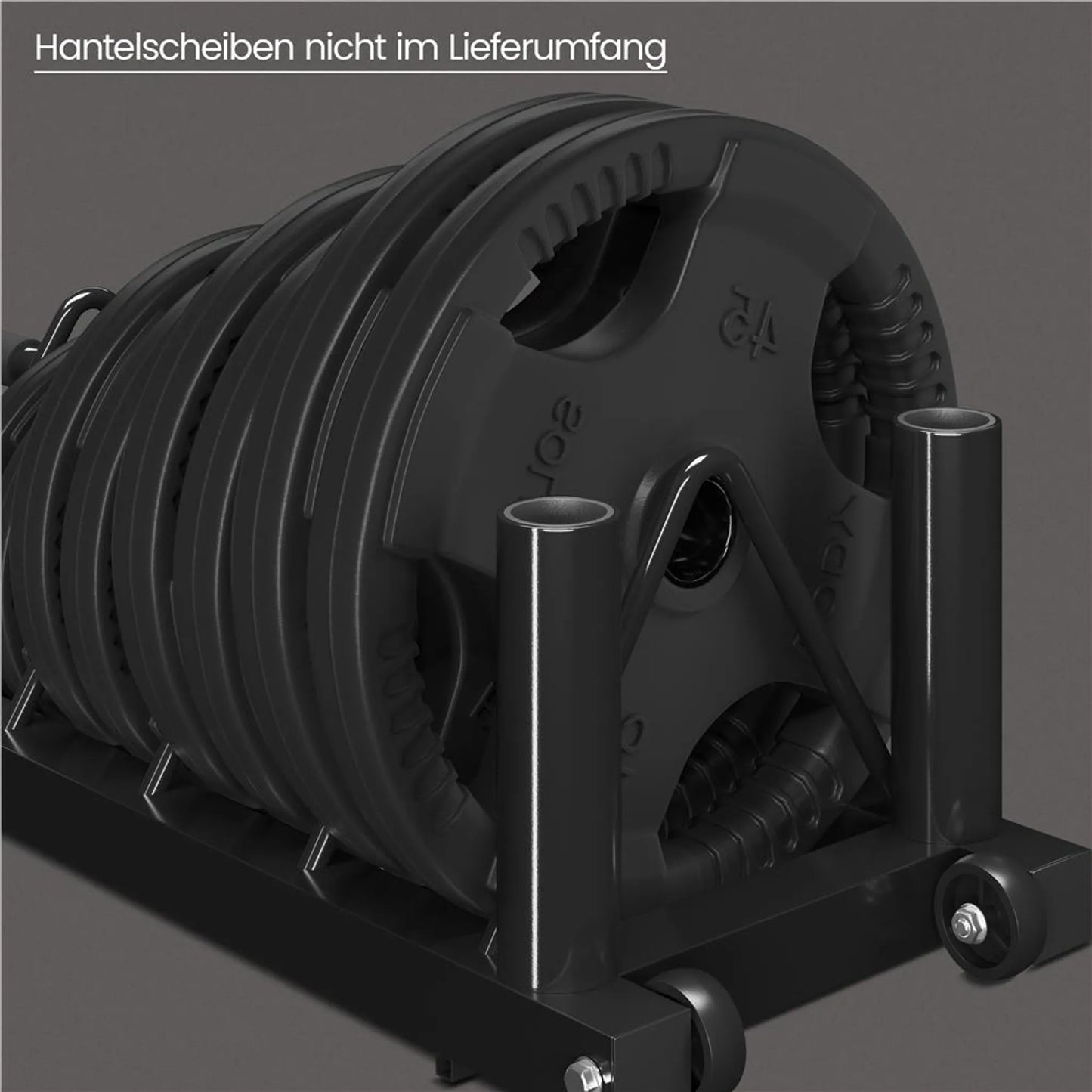 Yaheetech Halter Rack For Dumbbells And Bars - Equipé de 4 plateaux de rangement et de 2 supports de licol et de roues de transport - Pour haltères olympiques et poids - Métal noir - 94 x 33 x 30 cm