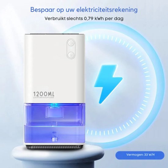 Déshumidificateur électrique, déshumidificateur portable et silencieux, élimine automatiquement l'humidité pour le bureau, la chambre, la salle de bains, les placards, les caravanes – avec veilleuse colorée, blanc