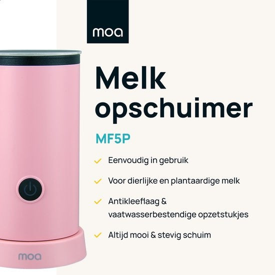 MOA Mousseur à lait électrique - Sans BPA - Pour faire mousser et chauffer - Rose - MF5P