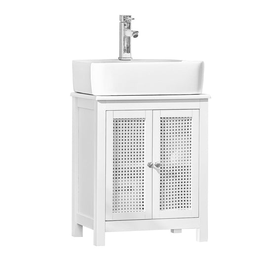 Meuble sous-lavabo SoBuy - Portes aspect treillis - 50 x 60 x 33 cm - Blanc