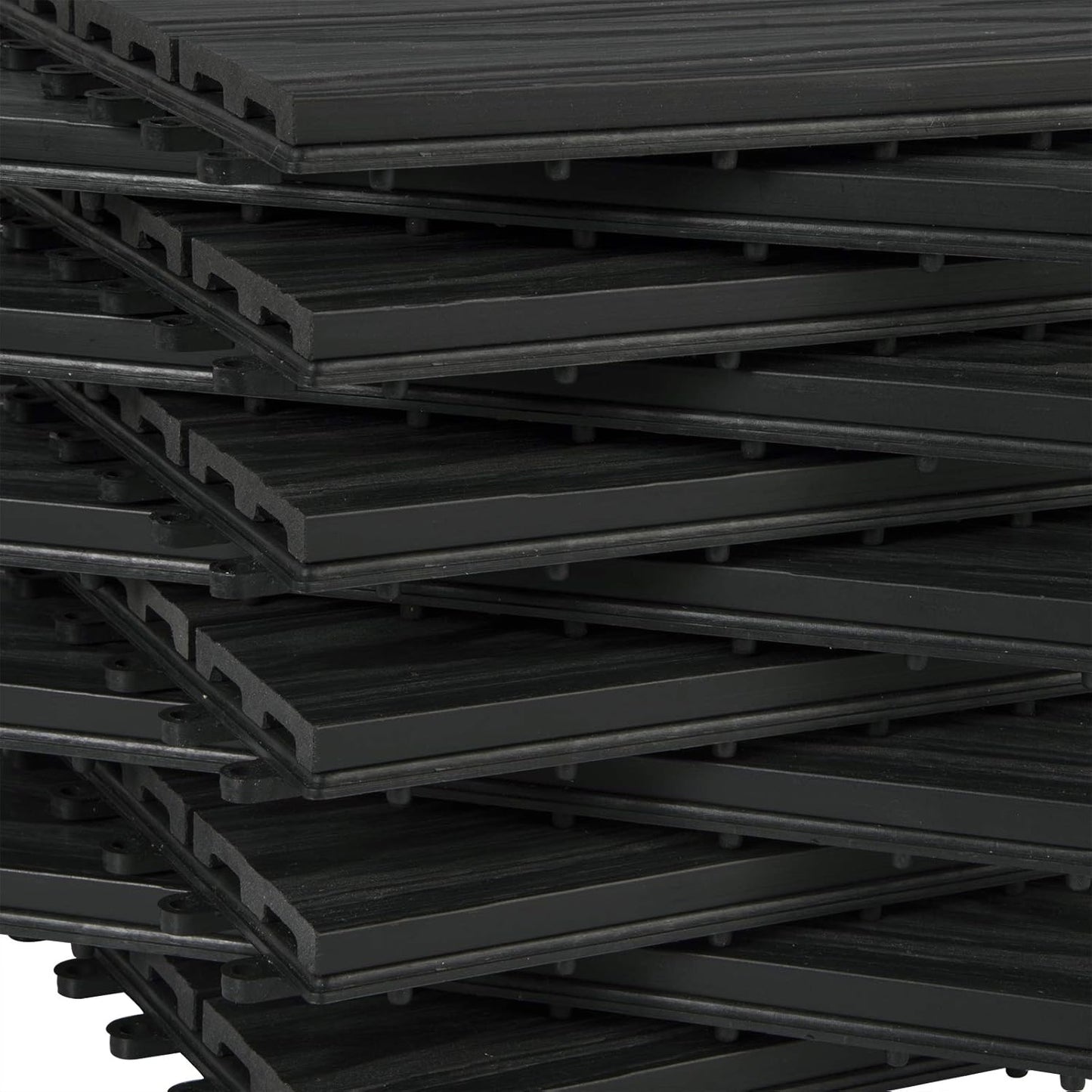 Woltu WPC Terra Tiles 30x30 cm - Anthracite - Click System - 22 Pièces (2 m²)