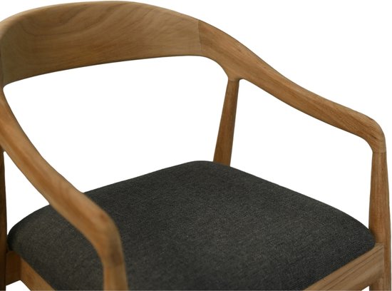 Collection HSM-Chaise de salle à manger Modena + assise-55x41x78-Naturel/Anthracite-Teak/Fabric