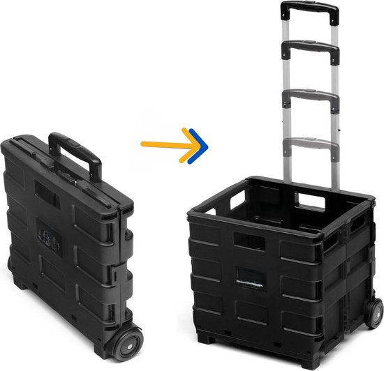 Ceruzo Chariot de courses avec caisse pliante - 30 litres avec 2 roues - pliable - caisse de courses - noir