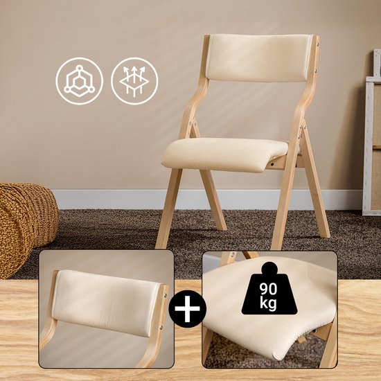 SoBuy Set of 2 Folding Chair, Office Chair with Upholstered Seat Cushion, Dining Chair, White, 49x80x54cm, FST40-Wx2 - pour la salle à manger, la cuisine, le salon ou le bureau à domicile
