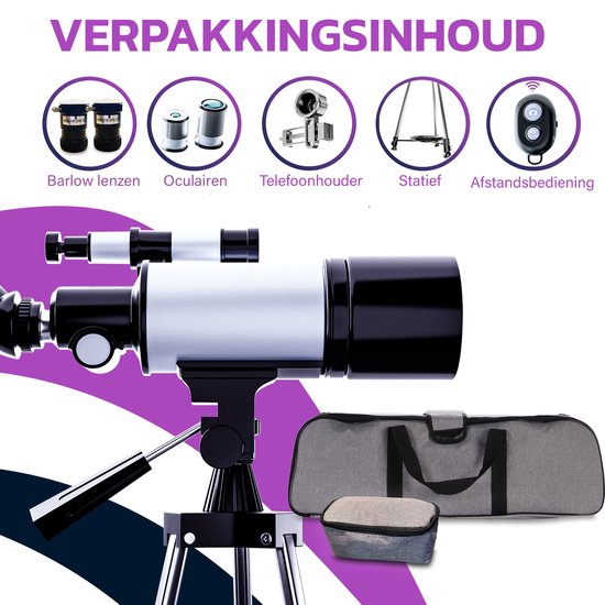 EarthVision Téléscope Classico - Télescope pour adultes et enfants - 333x Grossissement - Astronomie - Vision nocturne - Astronomie - Étanche - Blanc