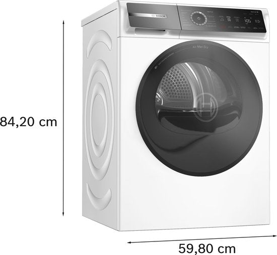 Bosch WRB247D0FG - Série 8 - Lave-linge séchant - Sèche-linge à pompe à chaleur - 9 kg - Classe énergétique A - Condenseur autonettoyant - Efficacité énergétique durable - Air Max Dry : résultats de séchage parfaits et faible consommation d'énergie.
