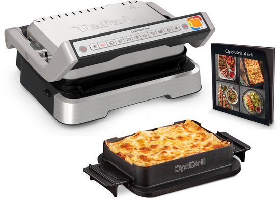 Tefal OptiGrill 4-en-1 GC774D - Gril de table intelligent - Plateau de cuisson inclus - 9 programmes automatiques - Indicateur de cuisson - 2100 W