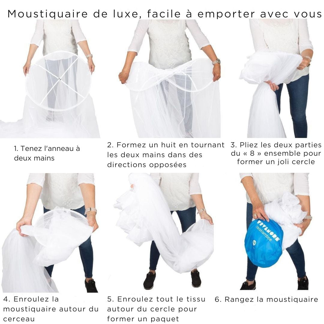 Moustiquaire double XL de Luxe - LifeGoods - Pour lit double Extra large - Avec cordon de suspension - Blanc