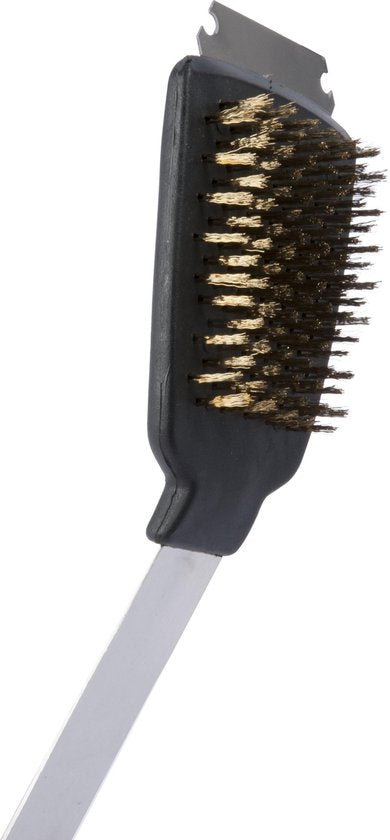 BBQ Collection Brosse et grattoir pour barbecue - Fonction 2 en 1 - 44 cm - Manche en chêne/ acier inoxydable