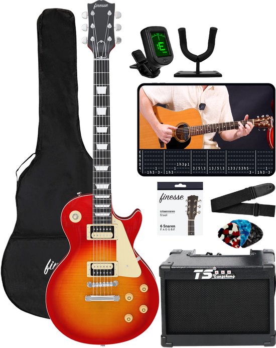 Guitare électrique Finesse avec amplificateur Rouge/Orange
