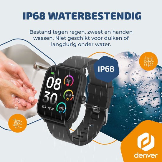 Montre connectée Denver - GPS - Cardiofréquencemètre - 100 modes sportifs - Oxymètre de pouls - Fonction téléphone complète - SWG155 - Noir