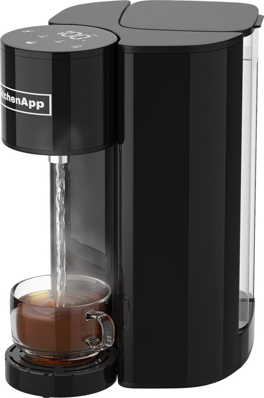 KitchenApp Distributeur d'eau chaude avec filtre - Bouilloire instantanée de luxe avec contrôle de la température - Robinet d'eau chaude 2.7L - Noir