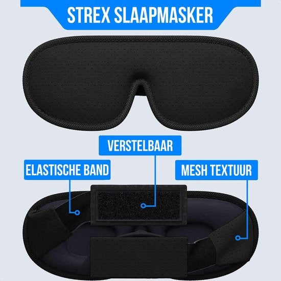 Strex Luxury Sleep Mask - 3D Ergonomic - 100% Darkening - Memory foam - Sleep Mask - Eye Mask
