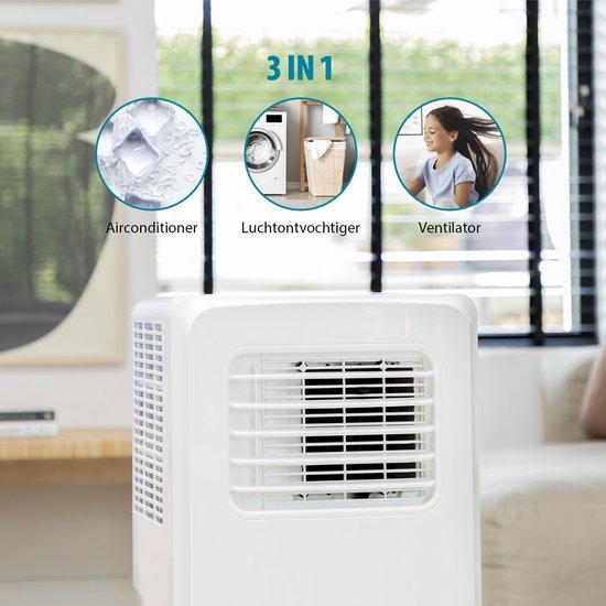 Climatiseur mobile Tristar AC-5529 9 000 BTU – Climatiseur, ventilateur et déshumidificateur 3-en-1 – Pour des pièces jusqu'à 34 m² – Minuterie – Blanc