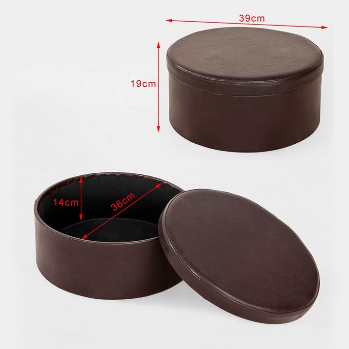 Pouf SoBuy avec espace de rangement FSS67-BR - Ø 39 x 19 cm - Marron