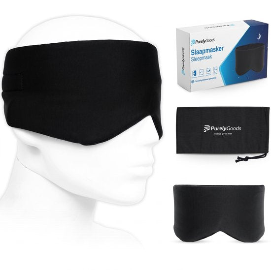 Masque de sommeil PurelyGoods® - Masque pour les yeux - Occultant - Hommes et femmes - Coton - Noir