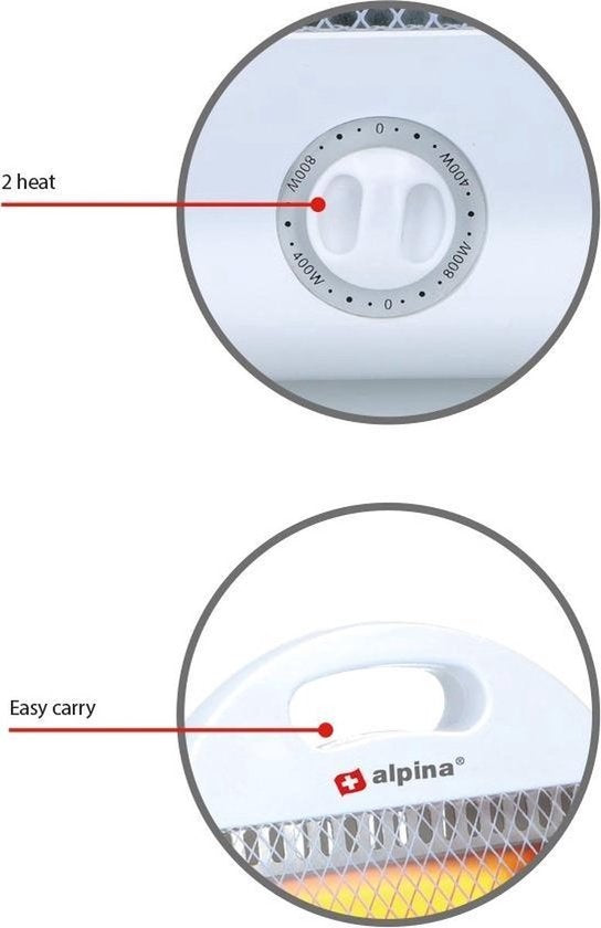 alpina Electric Heater LQ001 - Chauffage halogène - 2 niveaux de chaleur - 800W