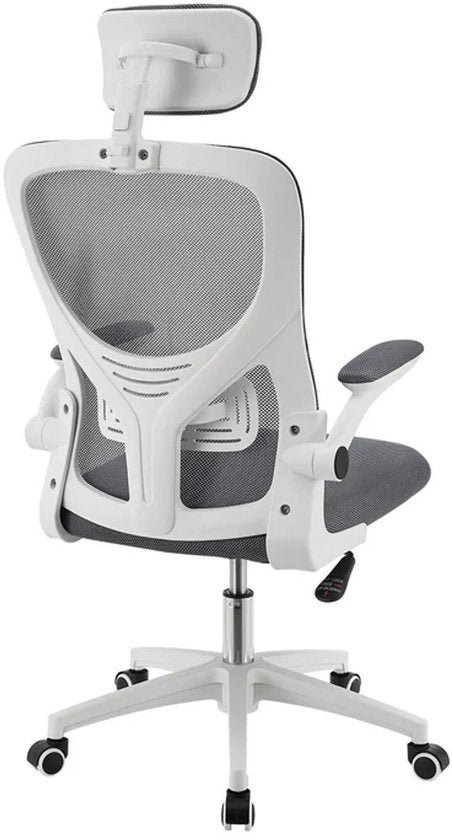 Juskys Chaise de bureau ergonomique - Baltimore - Blanc / Gris