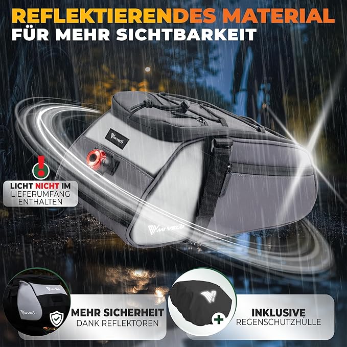 MIVELO Pannier - Sac à dos et à bandoulière 3-en-1 - Imperméable et réfléchissant - 9 litres - Gris foncé