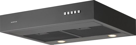 Hotte encastrable Inventum AKO6015ZWA 60 cm - Débit d'aspiration 350 m³/h - Convient aux grandes cuisines - 3 vitesses - Spots LED - Évacuation vers l'extérieur et recirculation - Noir