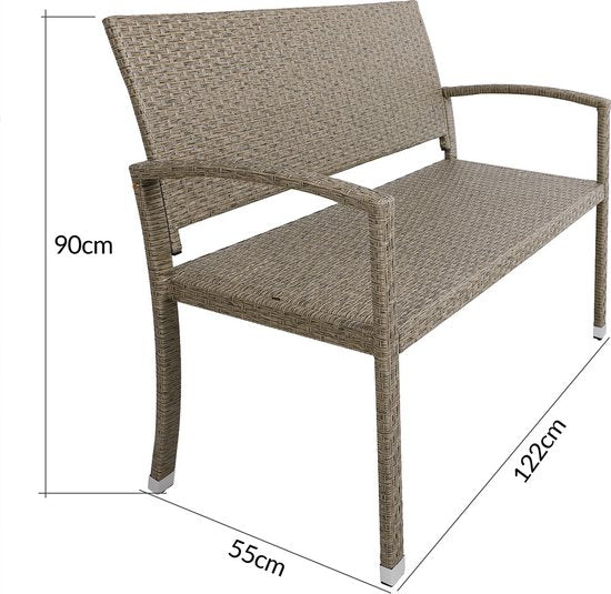 Banc de jardin Casaria Polyrattan - 2 places résistant aux UV - Beige