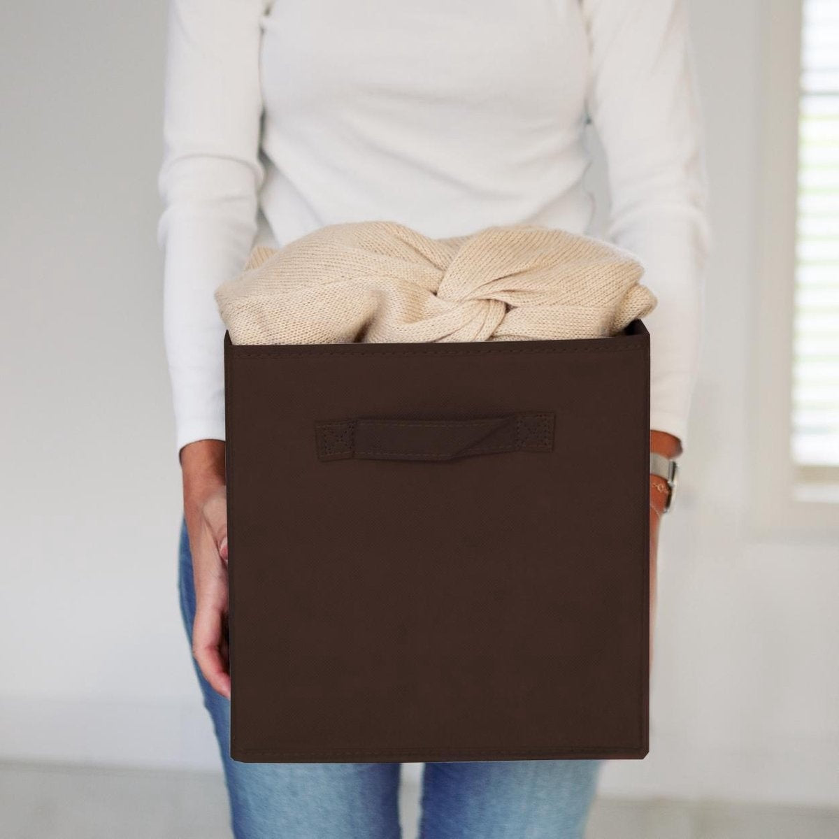 LifeGoods Organiseurs de placards - 6 pièces - 20L - Textile - Brun