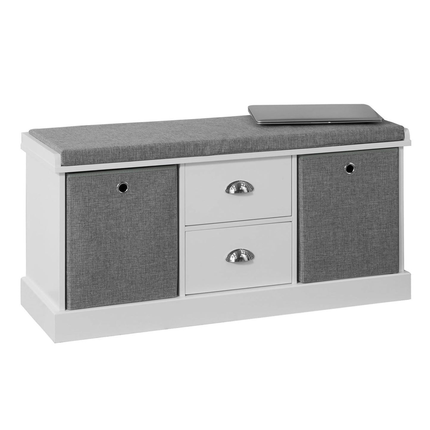 SoBuy FSR66-HG Banc à chaussures avec coussin d'assise - 4 tiroirs - 108 x 20 x 41 cm - Gris/ Anthracite