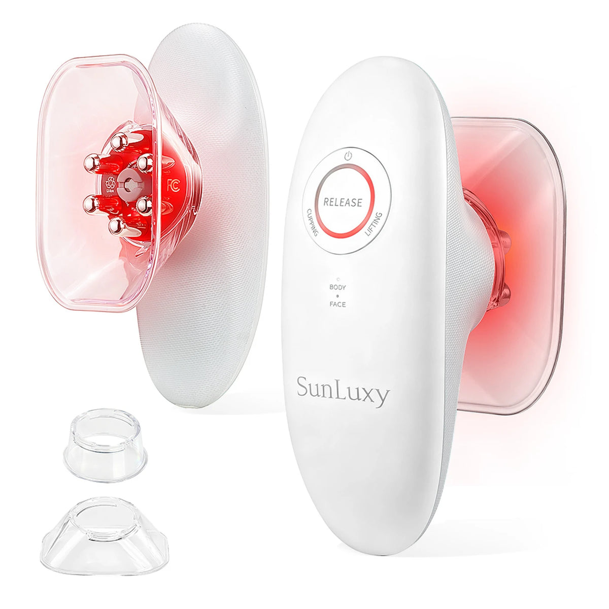 Appareil de massage anti-cellulite Sunluxy BCE1 - EMS + vide + lumière rouge - 3 modes pour le corps et le visage - rechargeable - 19,4 x 17 x 7,8 cm