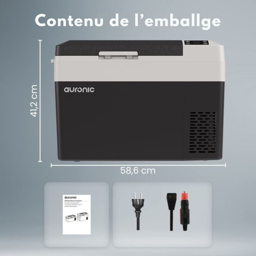 Glacière électrique Auronic - Compresseur - 12V 230 Volt - Voiture - 30L - Noir/Gris