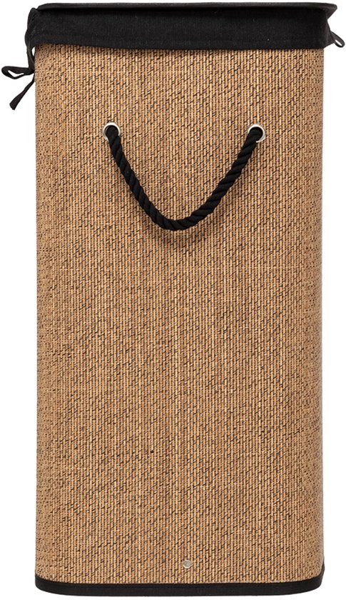 Panier à linge 5Five avec couvercle - bois de bambou - 60 litres - noir naturel - 41 x 30 x 50 cm