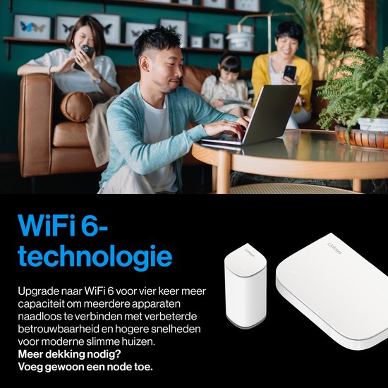 Linksys Velop Micro Mesh 6 - Routeur - WiFi 6 - Dual-band - Mesh WiFi - 3000 Mbps - 2-pack - Blanc