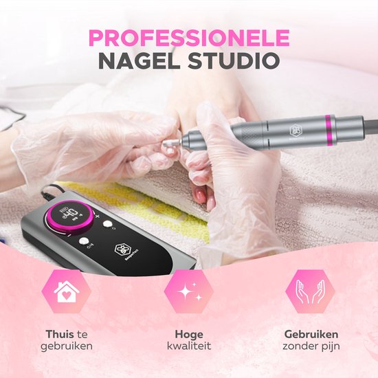 Beeperfect® Lime à ongles électrique édition de poche - Moulin à ongles - Ensemble manucure et pédicure - Sans fil - Batterie 6000MaH - Comprend 26 embouts, 60 rouleaux abrasifs et 5 accessoires - 40,000RPM