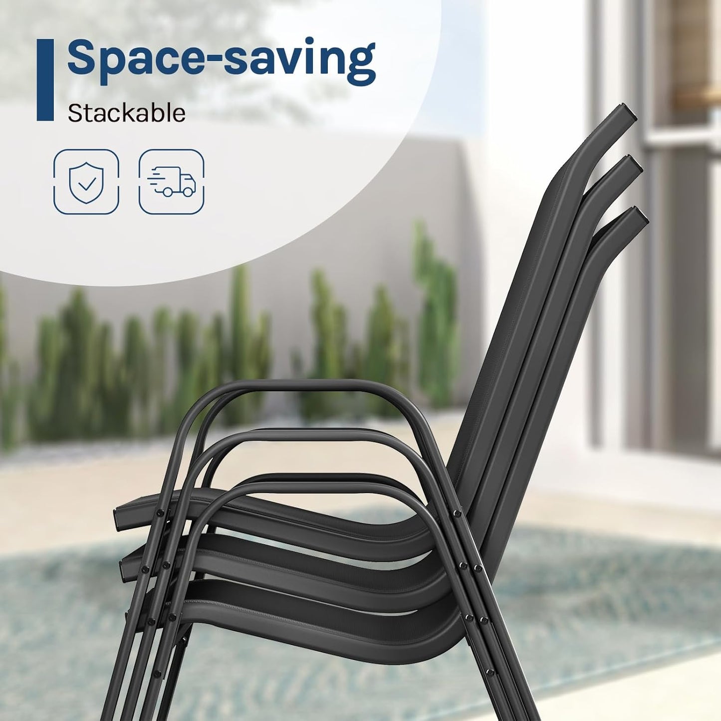 Chaises de jardin Woltu - Lot de 4 - Poids max. 160 kg - 55 x 92 x 70 cm - Anthracite