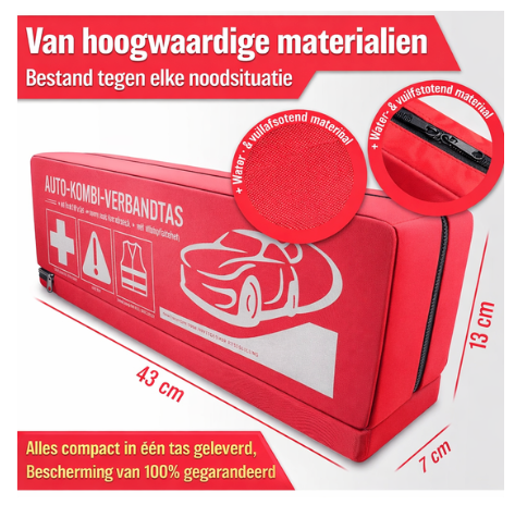 HELDENWERK Car combi bag (3 en 1) selon la norme actuelle 2026 - y compris triangle de signalisation, gilet de sécurité - kit de premiers secours triangle de signalisation kit de premiers secours pour voiture DIN 13164:2022 (conformément au code de la rou