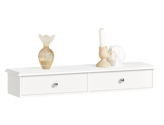 SoBuy Armoire murale - 2 tiroirs - 64 x 15 x 10 cm - Blanc