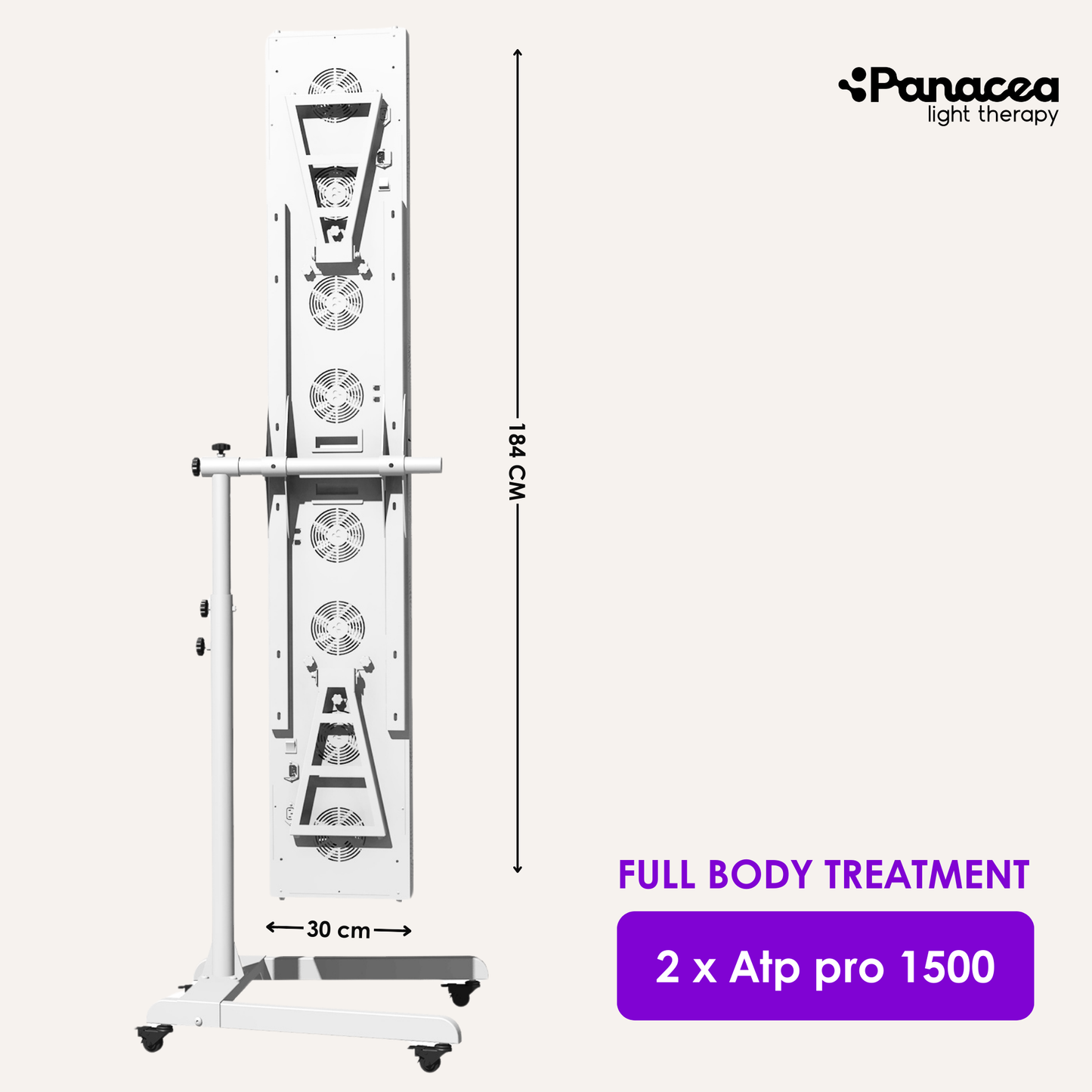 Panacea Light Therapy Mobile Panel Stand - Hauteur réglable jusqu'à 160 cm - Max. 20 kg - Métal - Blanc