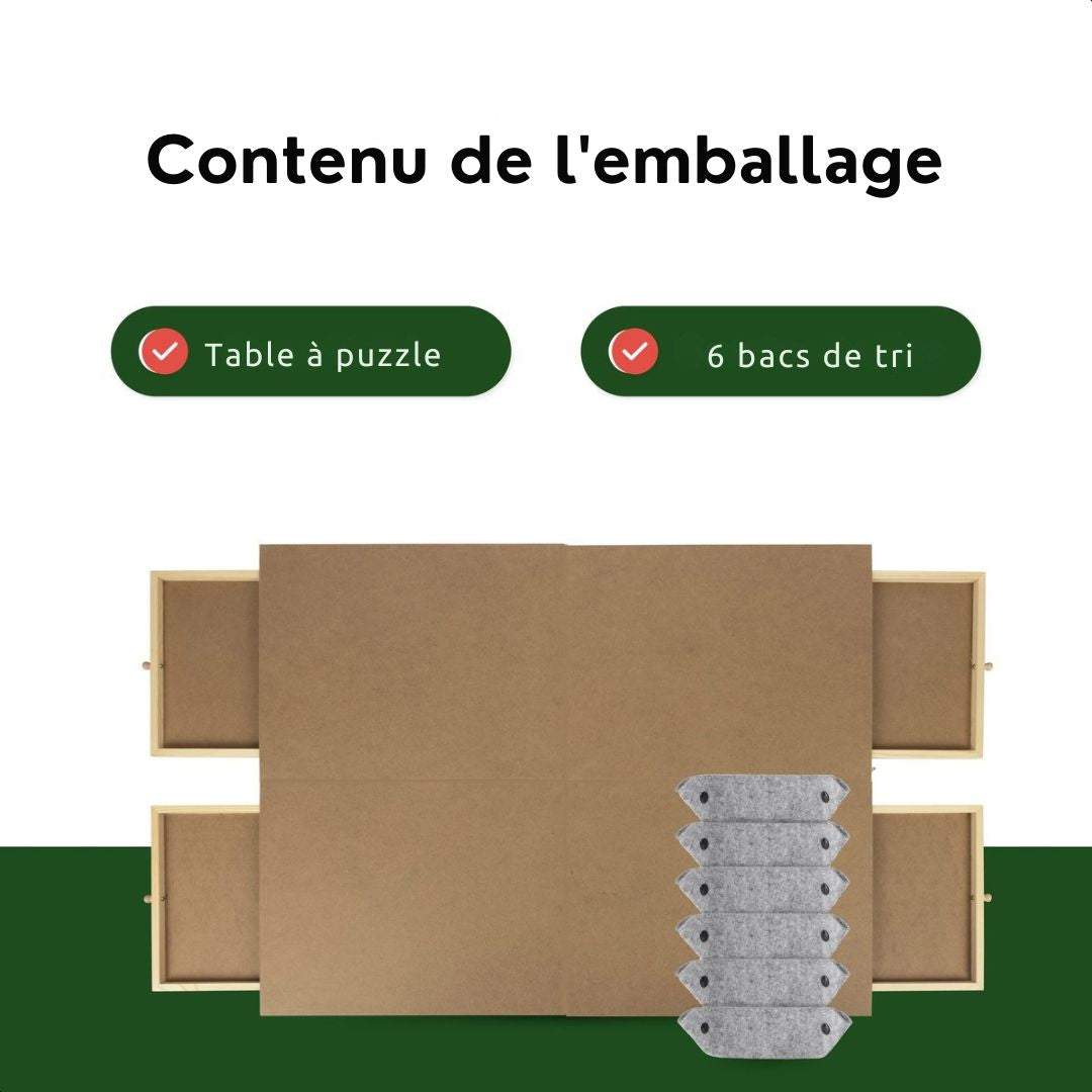 Table de puzzle XXL - DIYDash - 1500 pièces - Pliable - Plateau avec système de rangement - Bois