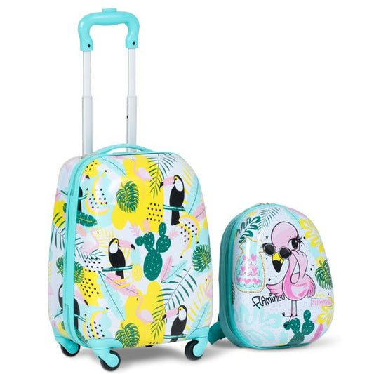 2 Pieces Kids' Luggage Handbag Set with Backpack and Suitcase - 30 X 22 X 44.5-74 CM