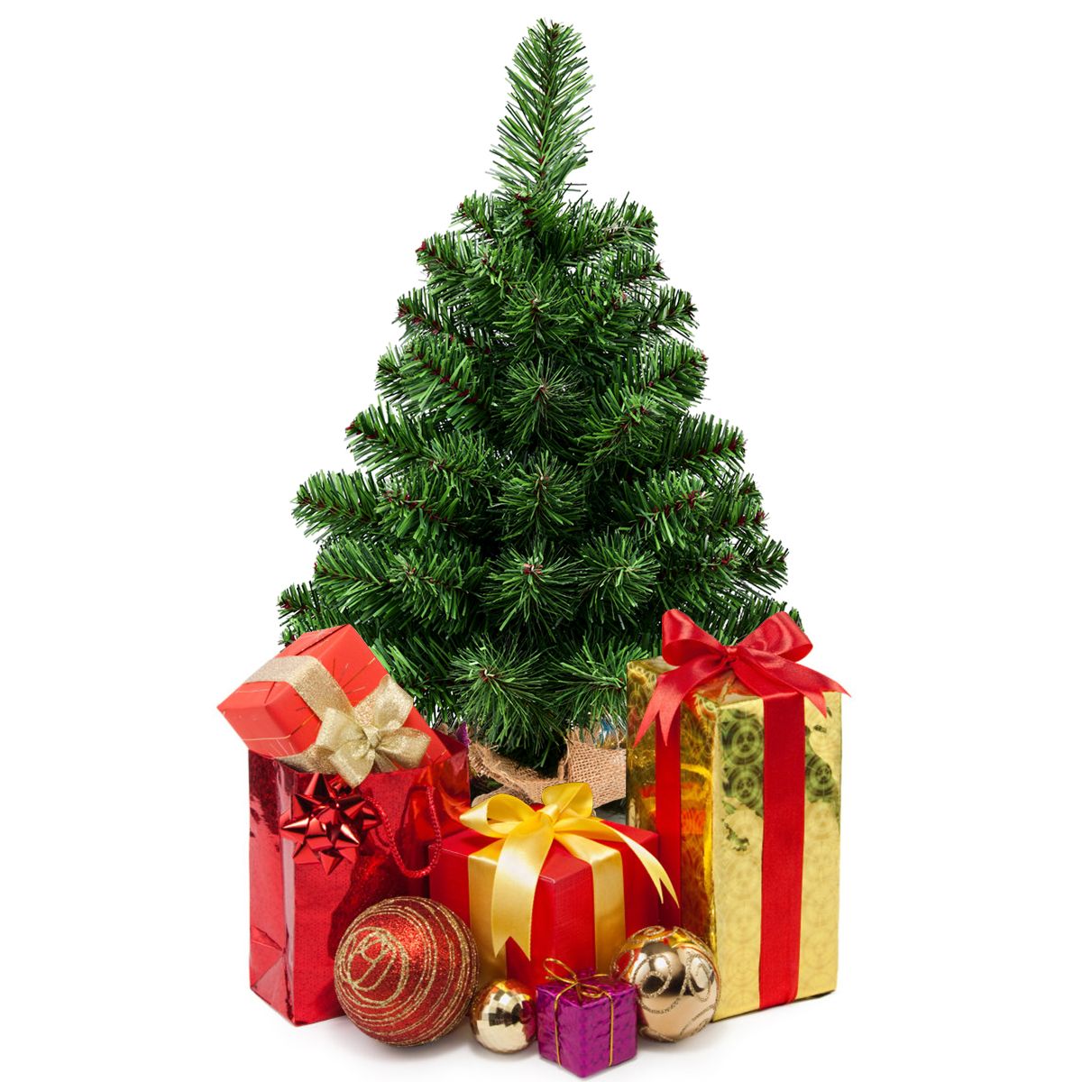 Sapin de Noël artificiel Coast, branches de pin en PVC - 60 cm - socle en ciment - branches réalistes - vert