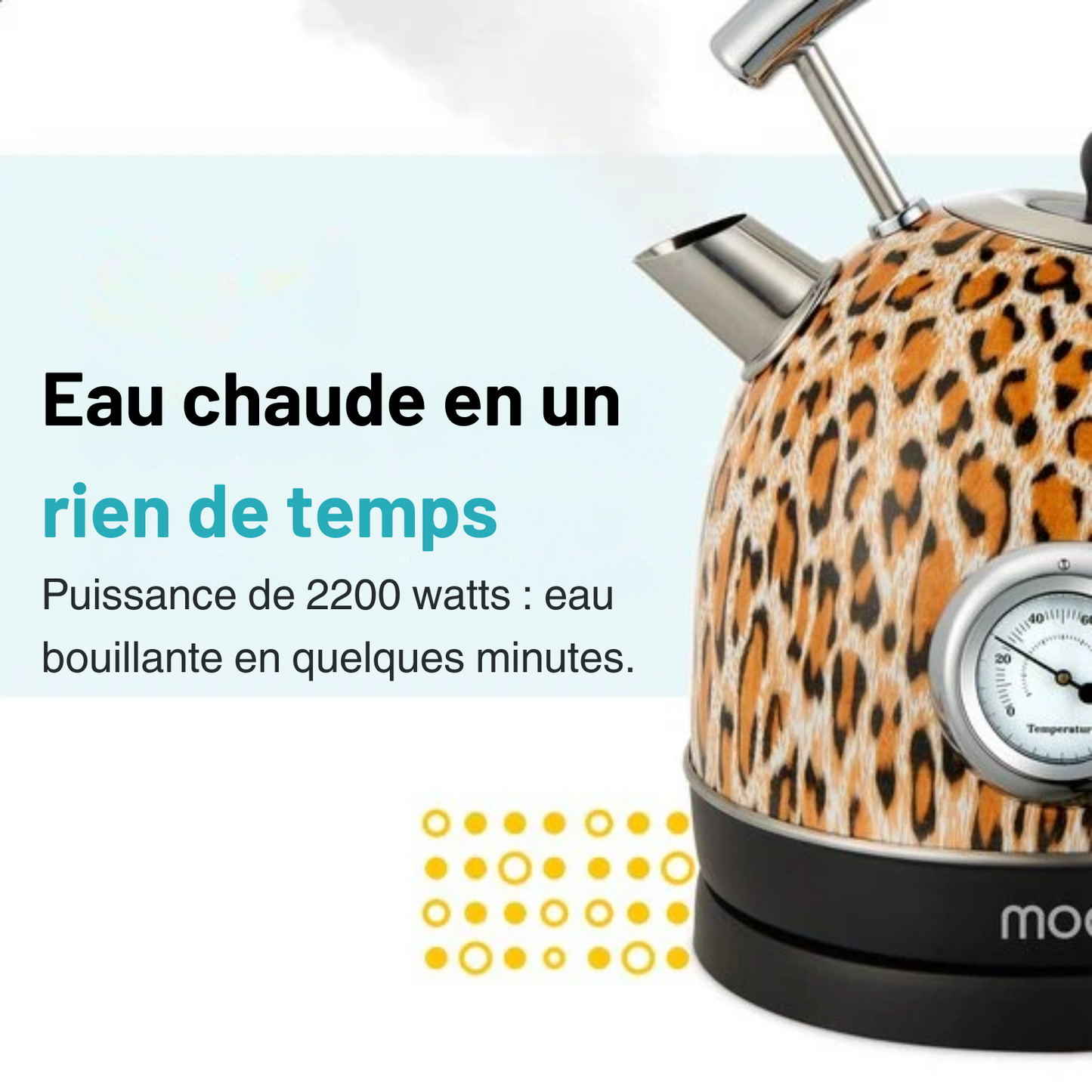 Bouilloire électrique - MOA - Retro - Acier inoxydable - Léopard