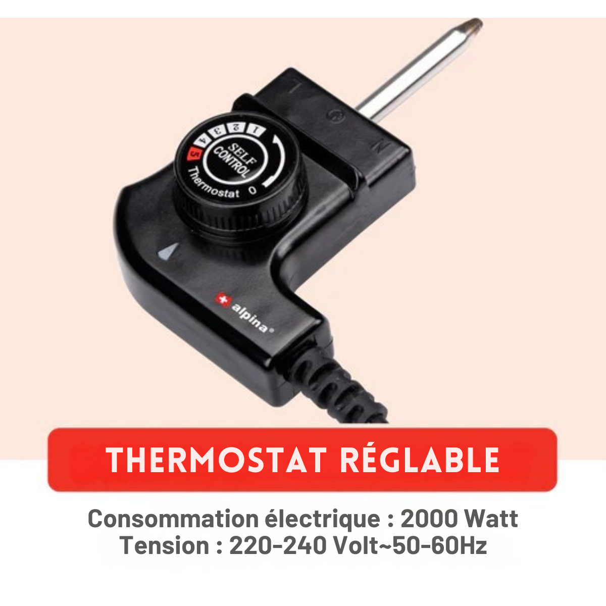 Plaque Teppanyaki XXL - Alpina - Plaque de cuisson - 100x20 cm - 2000 W - Thermostat réglable - Revêtement antiadhésif - Noir