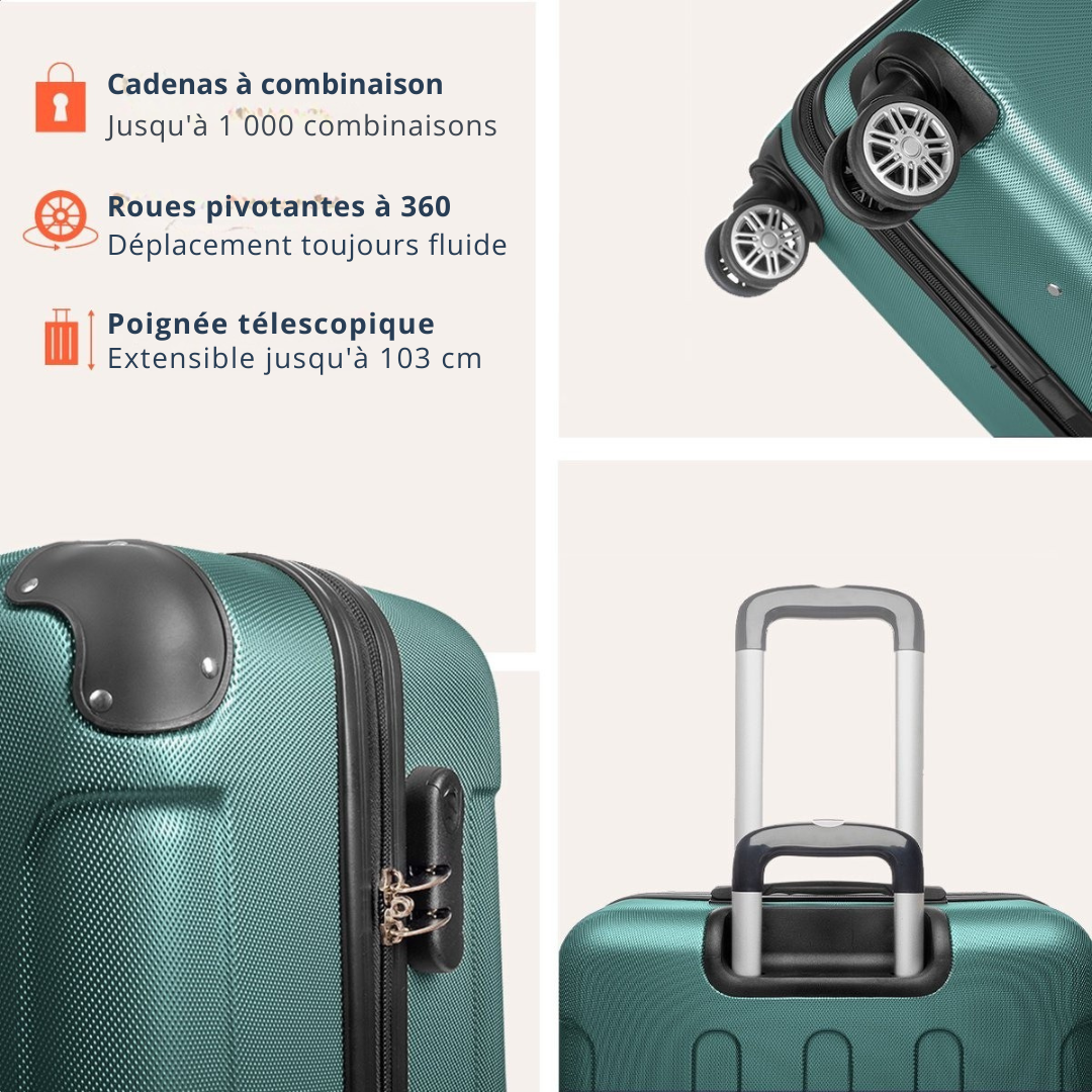 Valise - TRVLMORE - Bagage à main - 54x36x20cm - 38L - Vert foncé