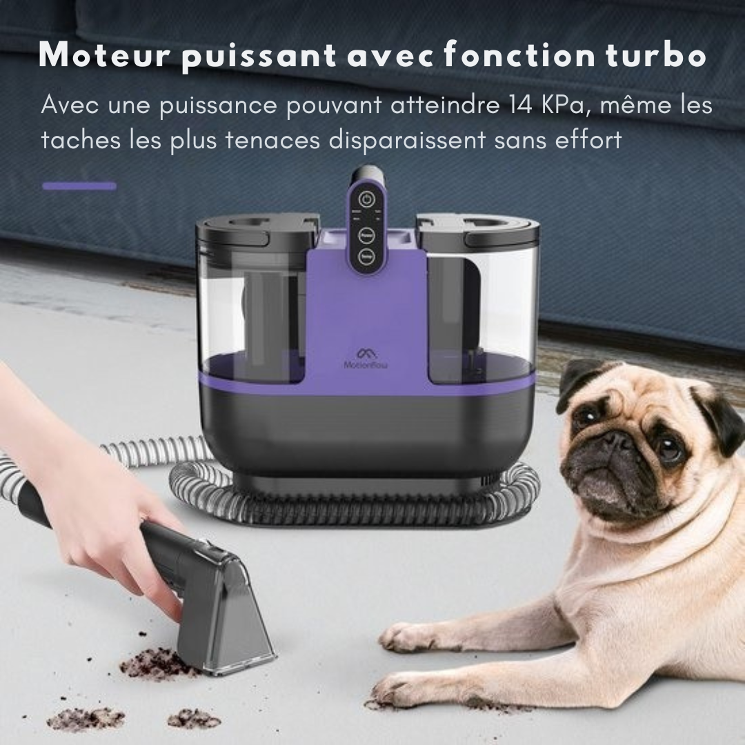 Nettoyeur de tapis Motion - 4 en 1 - 1800 ml Réservoir d'eau - Auto-nettoyant - 40 x 28 x 38 cm - Violet