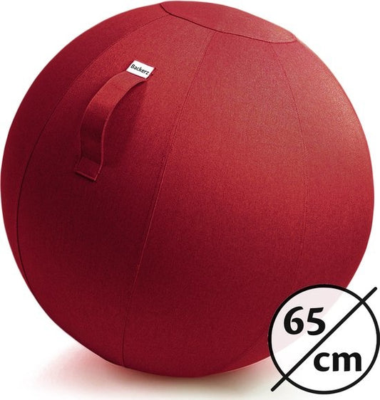 Backerz® Zitbal Kantoor en Thuis 65 CM - Luxe Yoga Bal - Zitballen met Hoes - Ergonomische Bureaustoel Bal - Linnen Rood