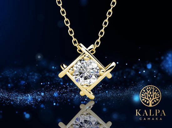 Yolora Collier femme avec pendentif - Cristal Kalpa Camaka - Couleur or - Plaqué or jaune 18K - Collier femme or - Bijoux - Coffret cadeau de luxe - Coffret cadeau - Coffret cadeau exclusif - Bel emballage cadeau