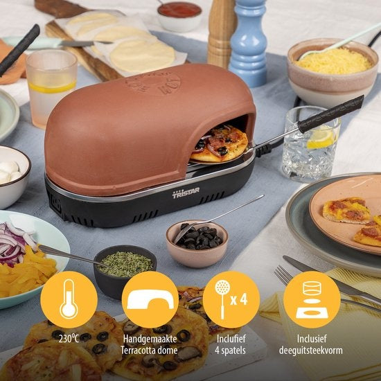 Tristar Pizza Festa Gourmet Connect PZ-9162 - Four à pizza et machine à pizza - Set gourmet pour la pizza - Extensible et connectable jusqu'à 8 personnes - Set de 4 personnes