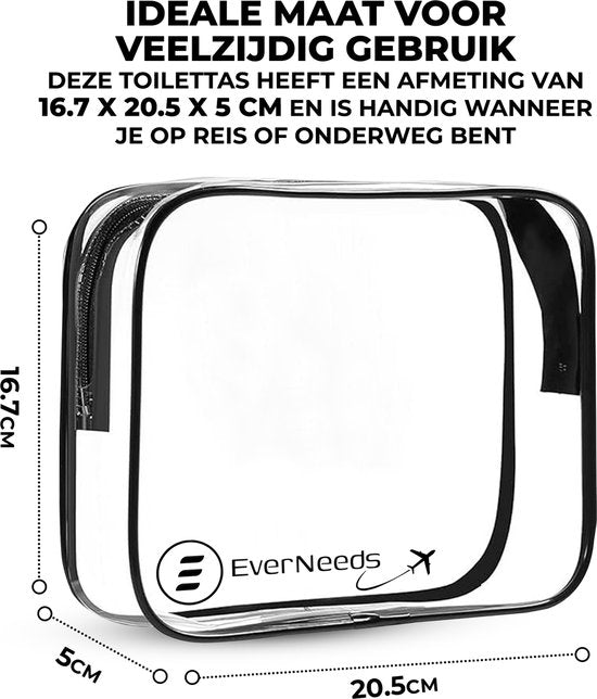 EverNeeds Trousse de toilette - Transparent - Femmes et hommes - Organisateur - 2 pièces